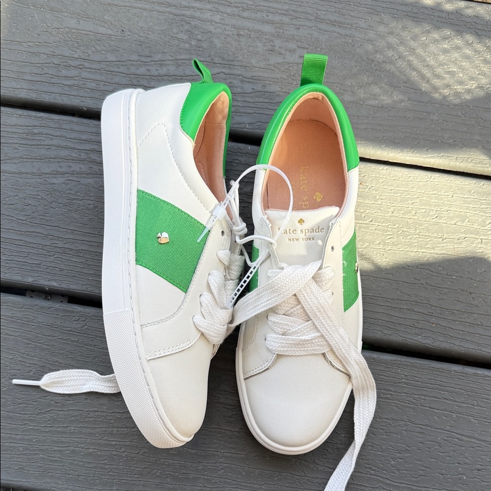Kate Spade White Sneakers with Green Accents